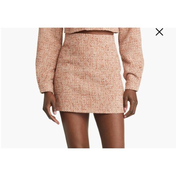 Anthropologie Elodie Rust Tweed Mini Skirt L NWT - Picture 4 of 8